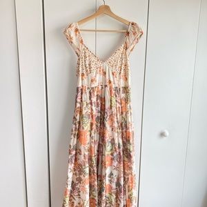 Free people floral dress in orange and cream